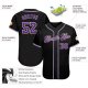 Men's Custom Black Purple-White Authentic Baseball Jersey