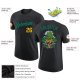 Men's Custom Black Kelly Green-Gold Skull Pineapple Head Performance T-Shirt